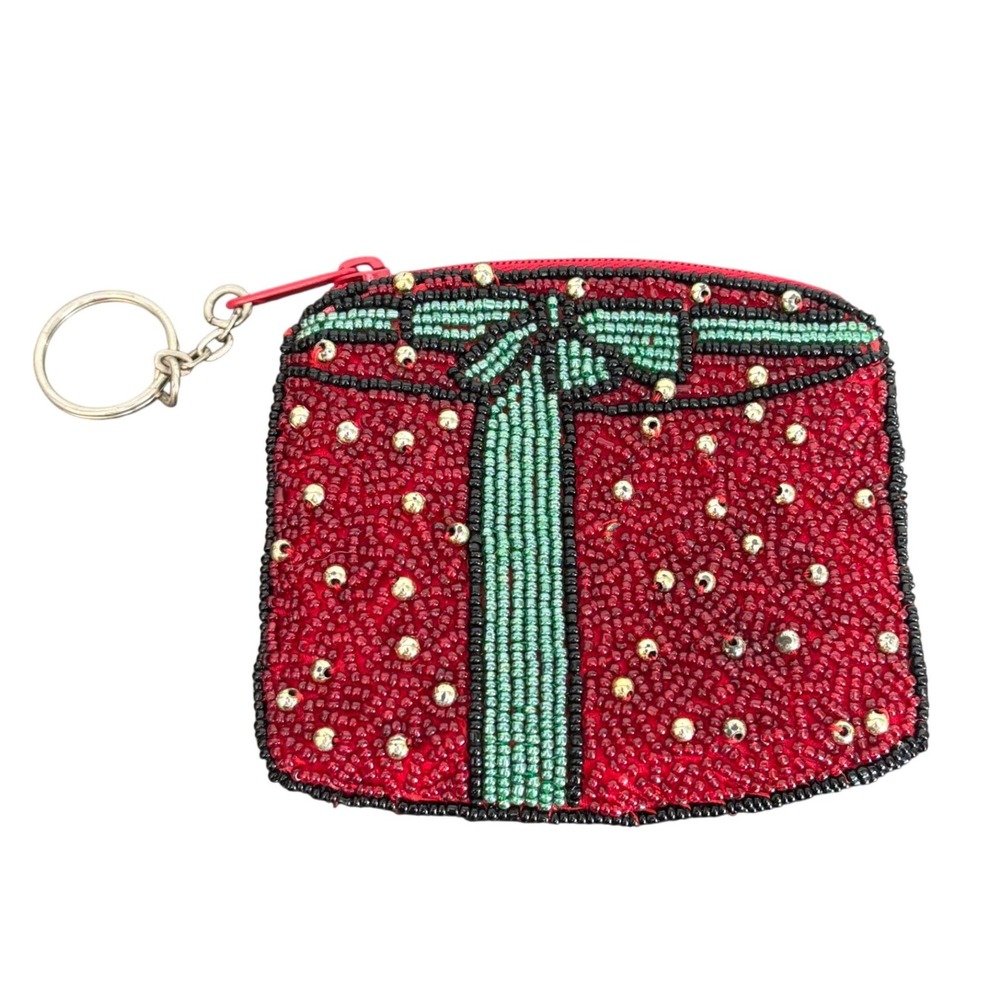 Beaded Coin Purse | Christmas Present Keychain | Holiday Pouch | Bag Tag